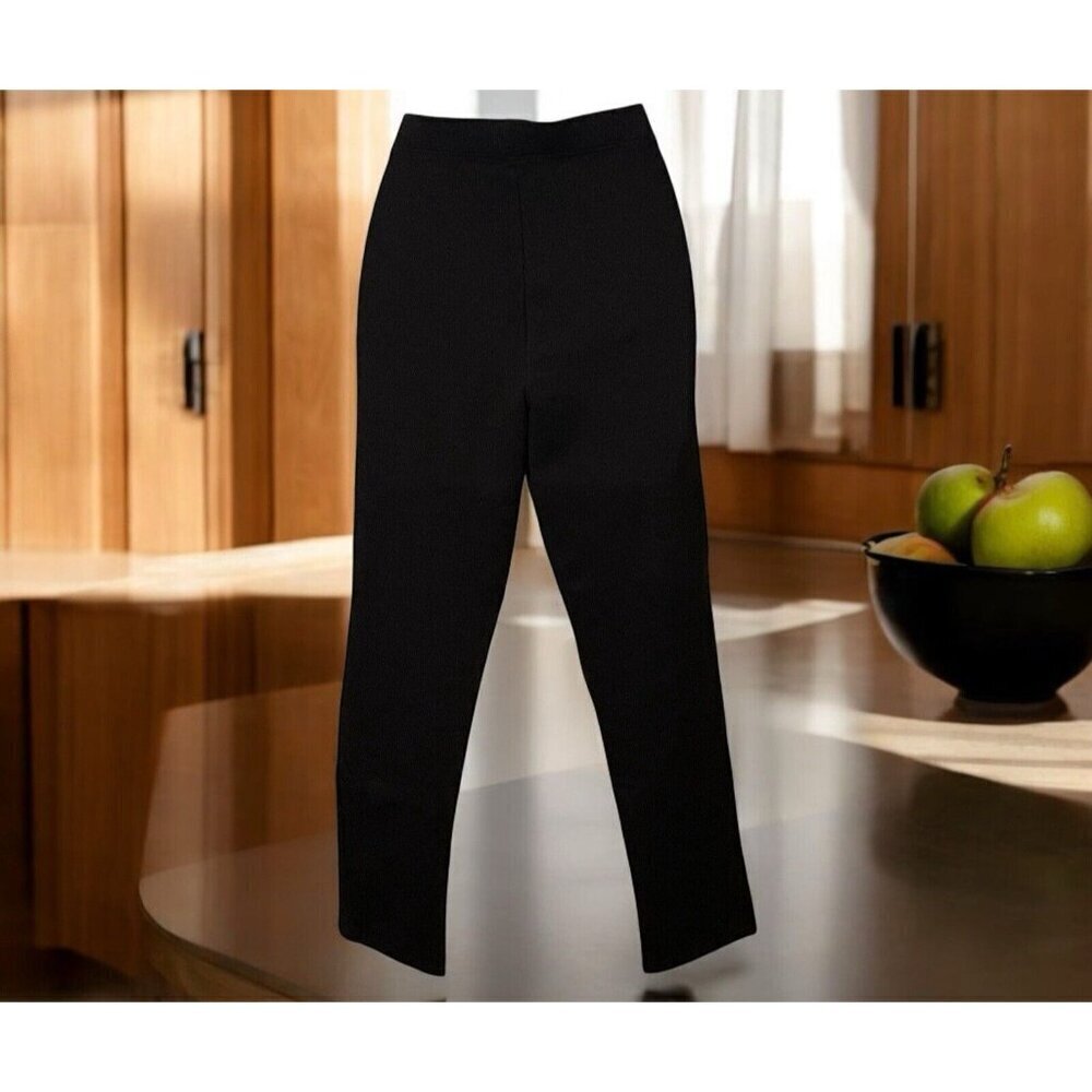 Joan Vass Womens Leggings Size M Black Mid Rise Tapered Leg - Picture 8 of 12